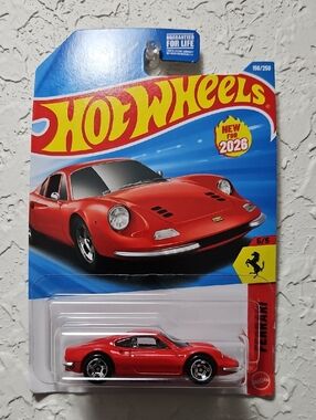 Hot Wheels Dino 206 GT Red Ferrari Collectible Toy Car - 2026 Edition